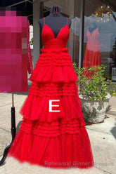 Sparkly Spaghetti Straps Tiered Tulle Semi Formal Prom Dress, New Long Party Gown